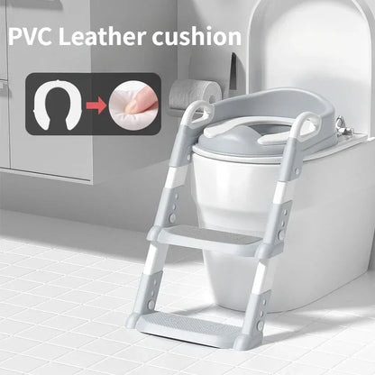 Children's Toilet Seat & Step Stool – Folding Toilet Ring with Stairway for Boys & Girls