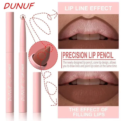 Matte Red Brown Lip Liner Pencil – Waterproof Slim Lip Contour Pen with Tapered Nib Long-Lasting Lip Stain