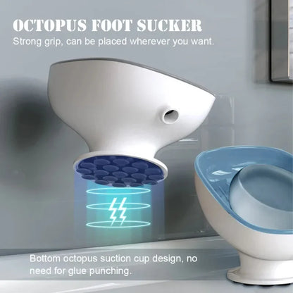 Self-Draining Soap Dish Holder - Suction Cup Bathroom Soap Box with Portable Design for Shower Accessories
