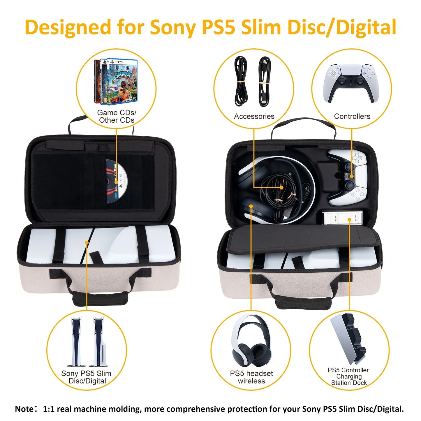 Large Carrying Case for PS5 Slim Digital Console – Protective Travel Storage Bag for Controller & Accessories