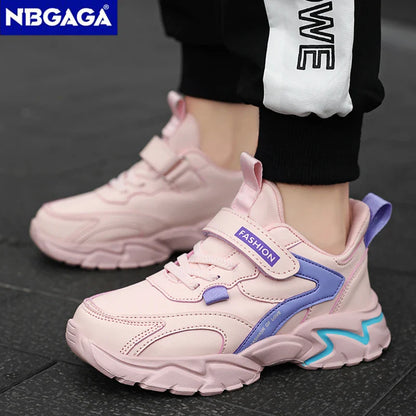 Kids Sport Casual Shoes — Leather Sneakers for Girls & Boys (Ages 5-16), Outdoor Running, Soft Sole, Anti-Slip Walking Footwear