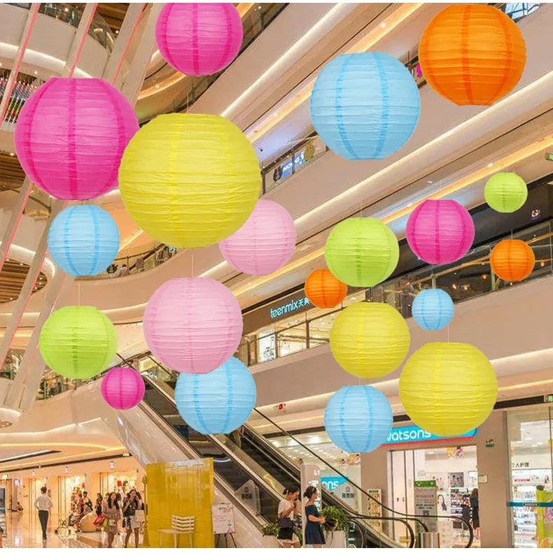 Round Paper Lanterns for Birthday Wedding Party Decor, DIY Hanging Lampion Balls, 4/6/8/10/12/14/16 Inch Craft Supplies