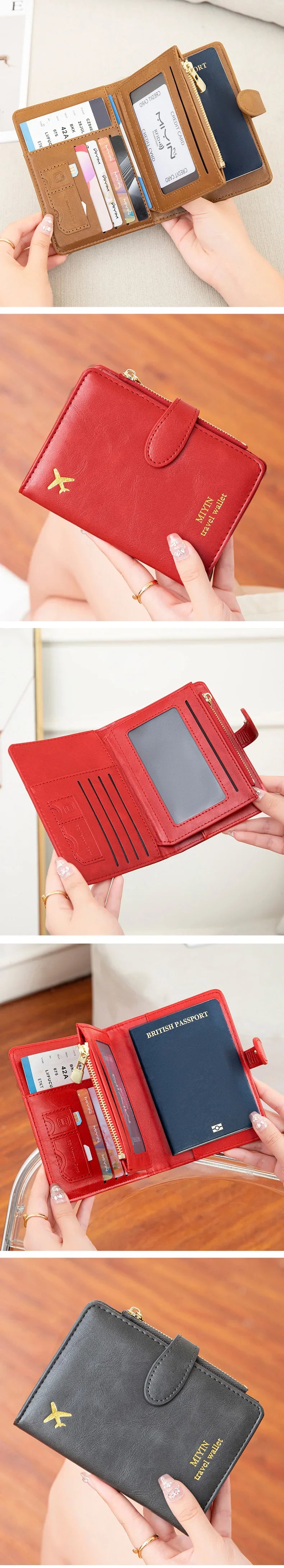 Multi-Functional RFID Anti-Theft Passport Bag – PU Leather Wallet with Multi Card Slots & Large Capacity