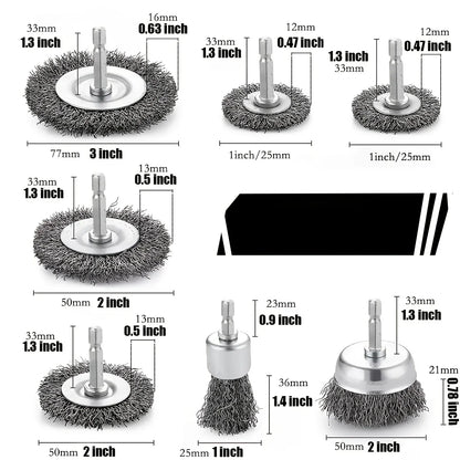 10 Pack Wire Brush Wheel Cup Brush Set: 1/4 Inch Hex Shank Wire Brush for Drill - Coarse Carbon Steel Crimped Wire Wheel (0.012 Inch)