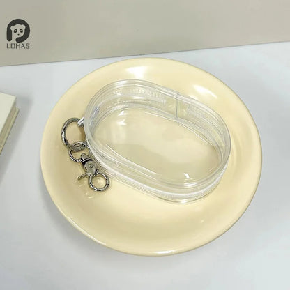 Transparent Plastic Jewelry Organizer - Storage Box and Pouch with Keychain | Dustproof Mystery Box with Cute Doll Design
