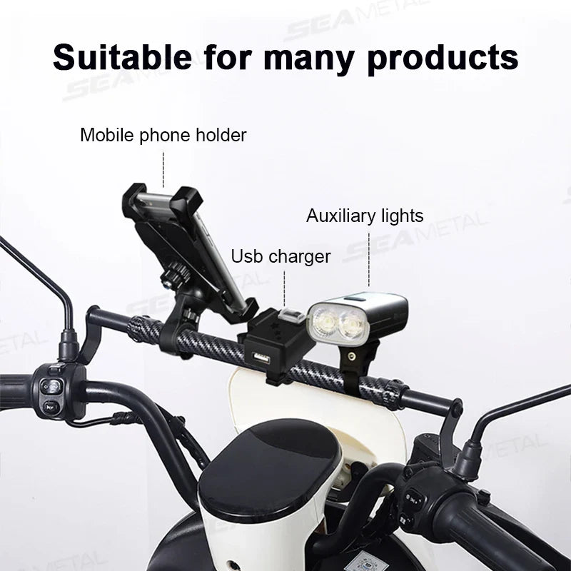 SEAMETAL Motorcycle Handlebar Extension & Phone Holder – Carbon Fiber Balance Bar for Electric Vehicles