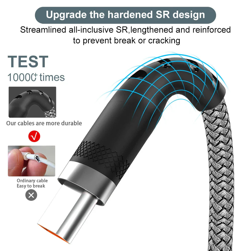 USB Type-C Cable 5A Super Fast Charge - 3m, 5m, and 8m Extension Cables for Huawei, Samsung, Xiaomi, Oppo, OnePlus, and Universal Use
