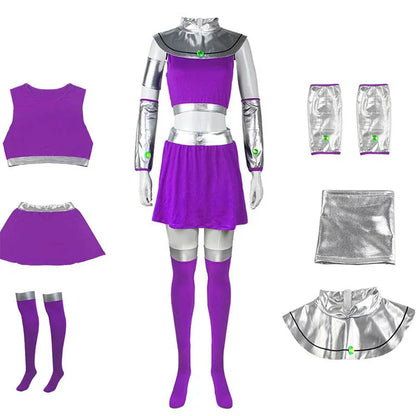 Starfire Cosplay Costume – Princess Koriand’r Dress with Gloves & Socks for Halloween, Anime & Comic Con