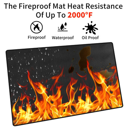 Large Fire Blanket & Grill Mat – Double-Sided Fireproof, Oil-Proof, Waterproof BBQ Protector for Grill & Fireplace