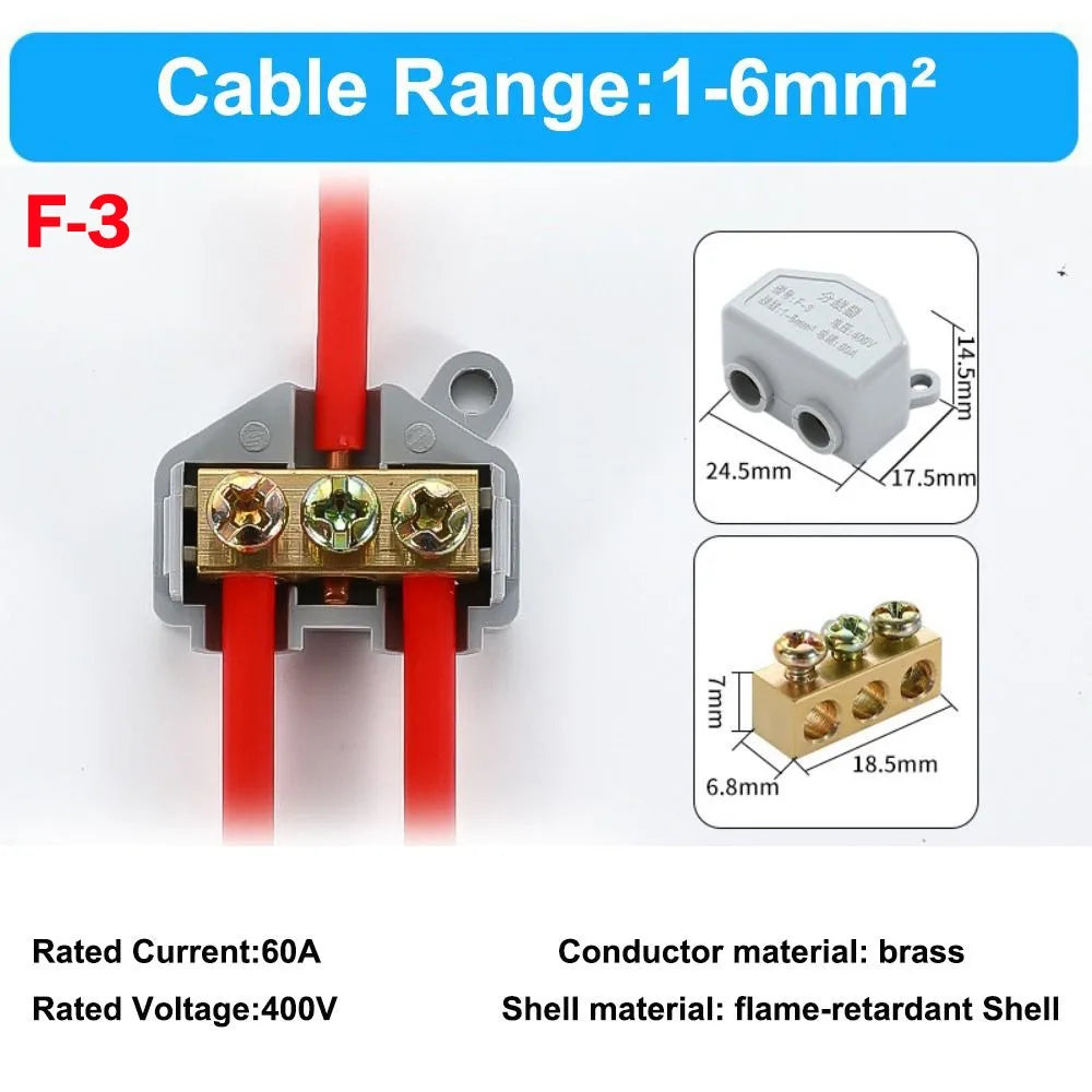 High Power Wire Splitter Connector — Brass Terminal Block for Large Current Electrical Splice