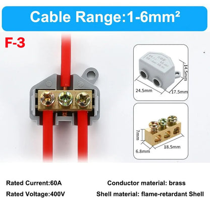 High Power Wire Splitter Connector — Brass Terminal Block for Large Current Electrical Splice