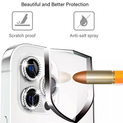 Bling Glitter Diamond Camera Lens Protector Case for iPhone 17/16/15/14/13/12/11 Pro Max Plus – Screen Protector Film Included
