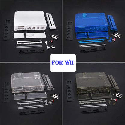 TRN Black Full Case Cover for Wii – Transparent Housing Shell with Buttons for Nintendo Wii Game Console