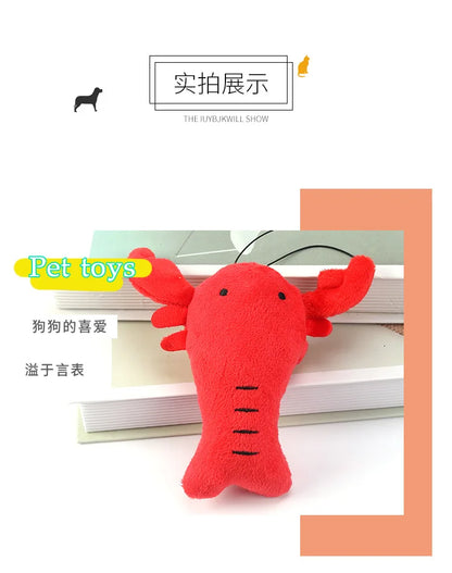 Cute Lobster Plush Dog Toy – Bite-Resistant Squeaky Chew Toy for Puppies & Cats, Fun Pet Accessory