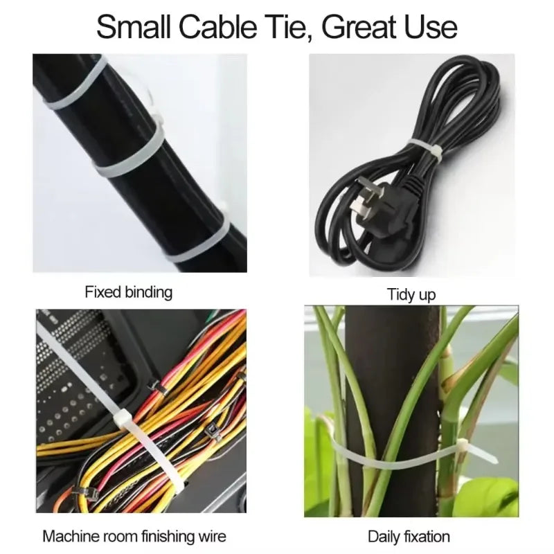 Heavy Duty Nylon Cable Ties 100–500PCS – Strong Adjustable Plastic Clamping Wraps & Fixation Tie Straps for Cable Management
