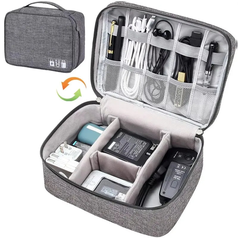Portable Waterproof Travel Cable Organizer Bag – Digital Electronics USB Charger & Data Cord Storage