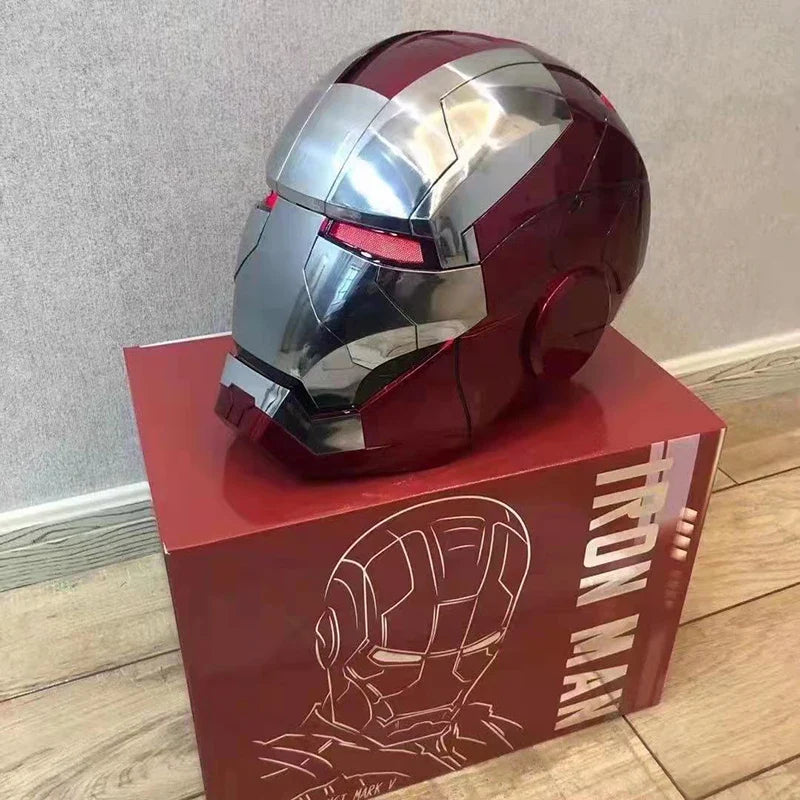 1:1 Iron Man Helmet Mk5 to Mk50 – Avengers War Machine Cosplay with Electric Open/Close, English Voice & Remote Control, Christmas Gift Toy