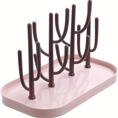 Tree-Shaped Baby Bottle Drying Rack - Dustproof Milk Bottle Holder & Cup Organizer