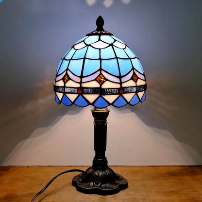 Retro Stained Glass Table Lamp – Colorful E27 Art Lampshade, Mediterranean Baroque Style Bedside Bedroom Décor Light