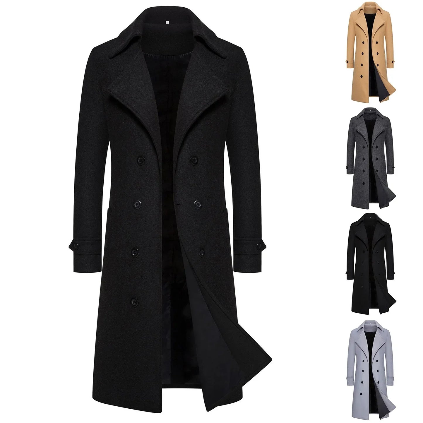 Unisex Long Wool Coat – Elegant Double-Breasted Slim Windbreaker Jacket for Autumn Daily Fashion