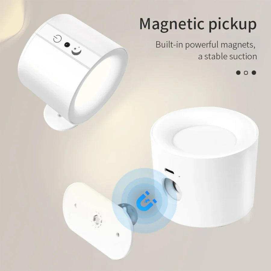 LED Wall Sconces Light – Touch Control Double Head Wall Lamp, 360° Rotatable, 3 Colors, Wireless Night Lights for Bedroom