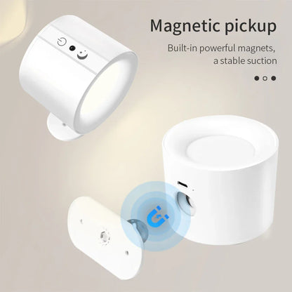 LED Wall Sconces Light – Touch Control Double Head Wall Lamp, 360° Rotatable, 3 Colors, Wireless Night Lights for Bedroom