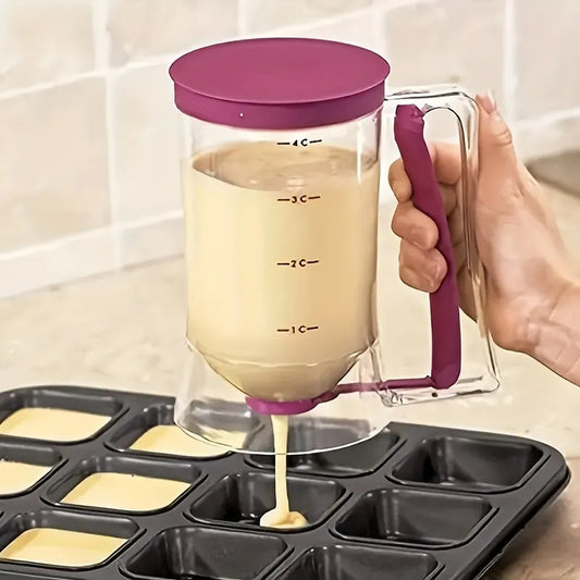 Handheld 900ml Batter Dispenser with Graduated Funnel - Perfect for Pancakes, Cupcakes, and Cakes (1 Piece)