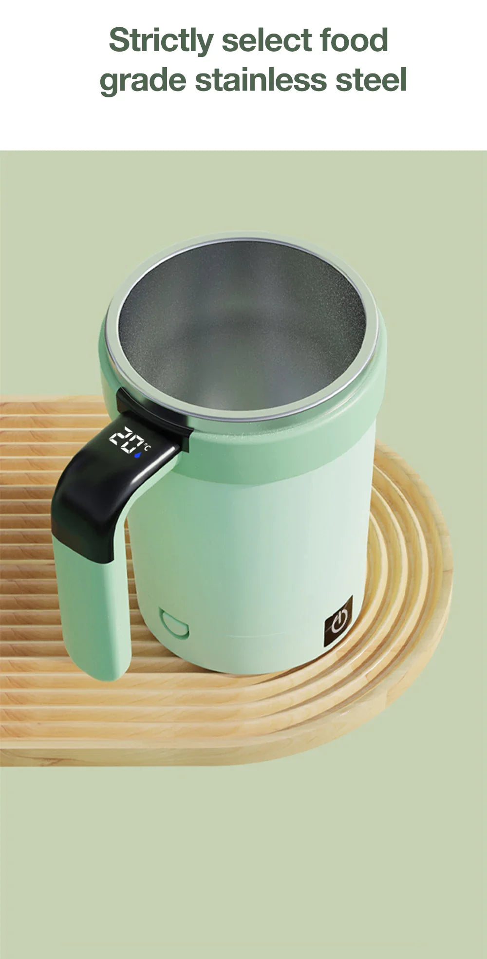 Automatic Rechargeable Electric Coffee Cup Stirrer – Stainless Steel Magnetic Self-Stirring Mug with Detachable Base