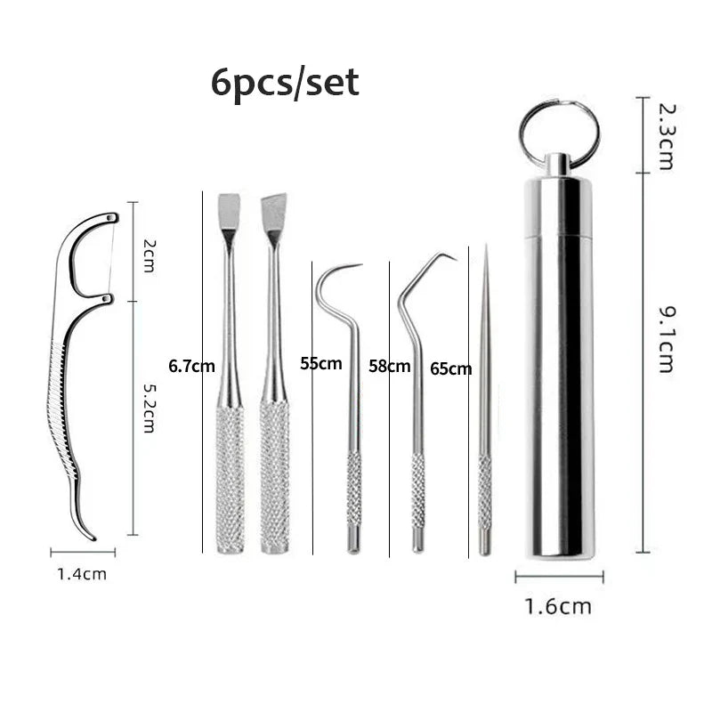 Stainless Steel Reusable Toothpick & Floss Set – Portable Teeth Cleaning Oral Care Kit