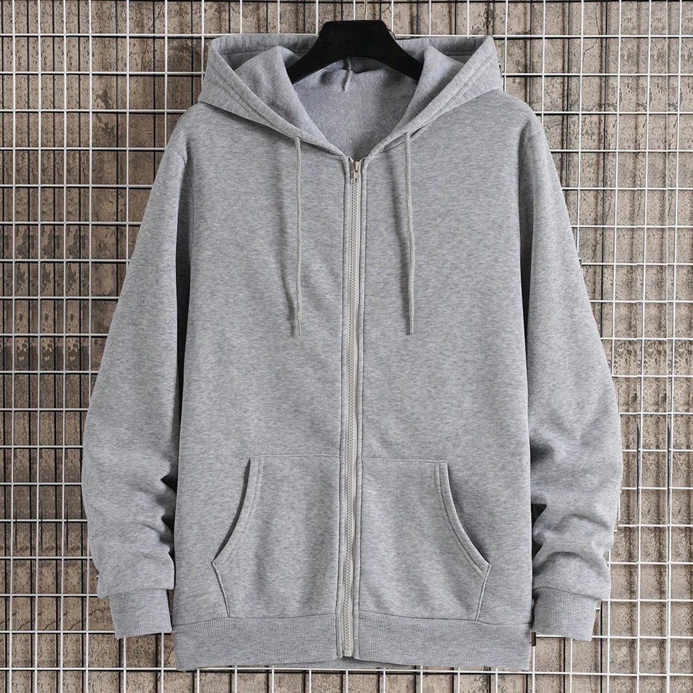 Men's Autumn Zipper Hoodie Jacket – Long Sleeve Loose Fit Casual Streetwear Coat