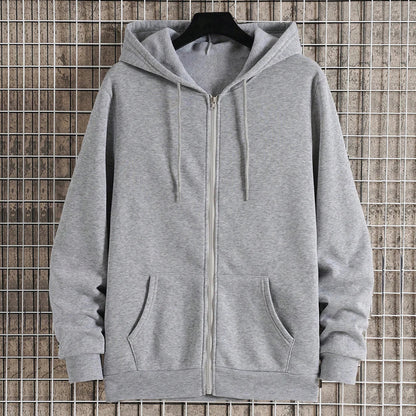 Men's Autumn Zipper Hoodie Jacket – Long Sleeve Loose Fit Casual Streetwear Coat