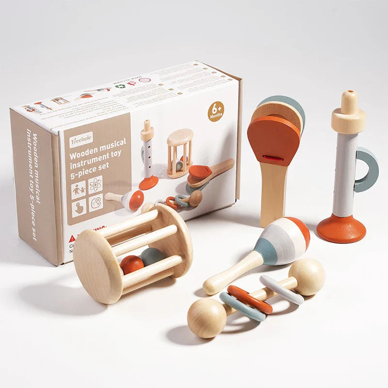 5-Piece Baby Musical Instrument Toy Set – Sensory Rattles, Montessori Educational Toys, Birthday Gifts for Kids
