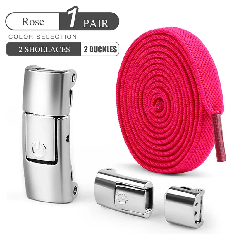 8mm No-Tie Elastic Shoelaces – Press Lock Flat Laces for Sneakers, Kids & Adults