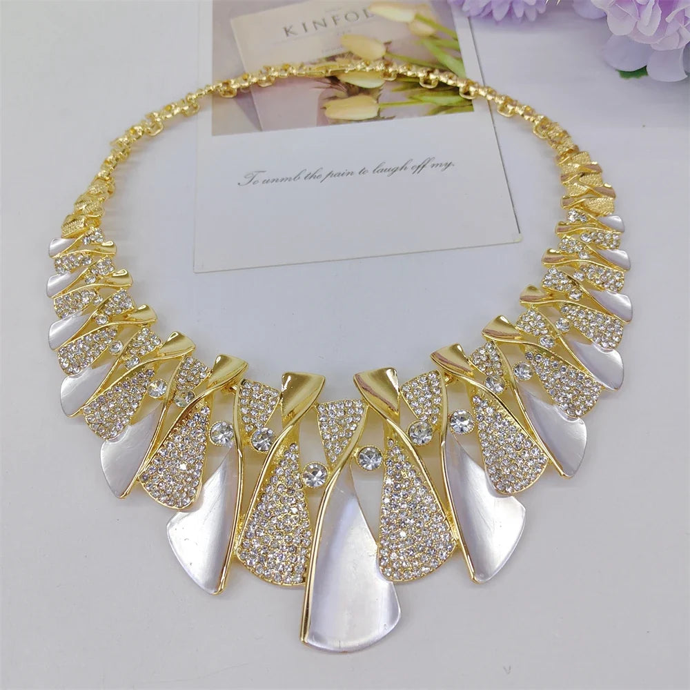 Luxury Two-Tone Jewelry Set - Elegant Bridal Wedding & Engagement Accessories for Women
