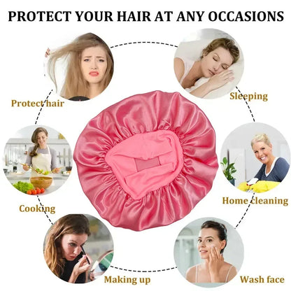 Double Layer Silky Bonnet: Women's Night Sleep & Shower Hair Cap