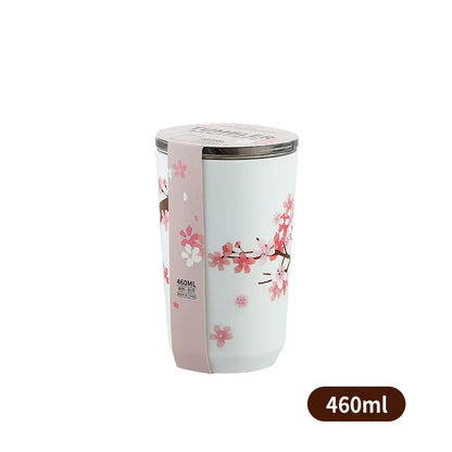 Cherry Blossom Stainless Steel Thermal Travel Mug – Leak-Proof Double Wall Coffee Cup with Lid
