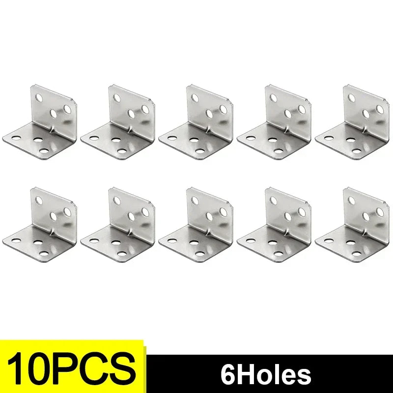 50/10PCS Universal Stainless Steel Corner Bracket | 90 Degree Right Angle Fixed Bracket for Wood Furniture, Bedframe, Cabinet Accessories