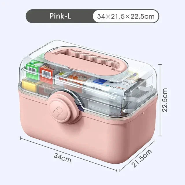 3-Layer Large Capacity Medicine First Aid Kit – Portable Multi-Layer Plastic Medical Storage Box for Household Use