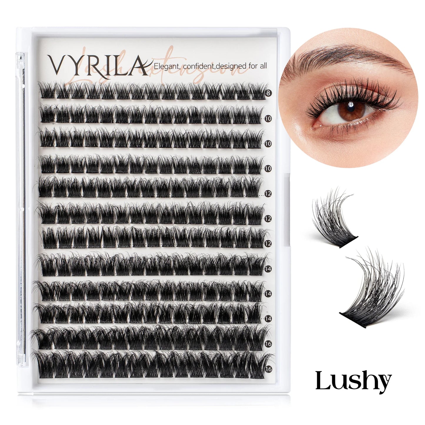 Individual Cluster Lashes C Curl – 3D Wispy DIY Extensions, 0.1mm Thin Band, Reusable & Natural