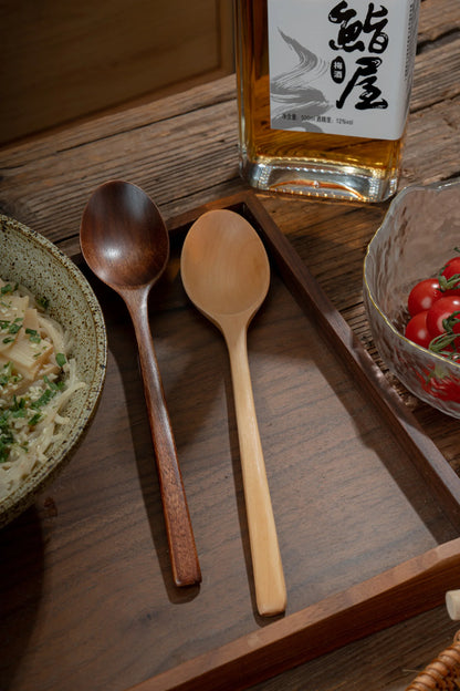 5-Piece Wooden Spoon and Fork Set – Eco-Friendly Natural Ellipse Ladle for Cooking, Tableware Accessories