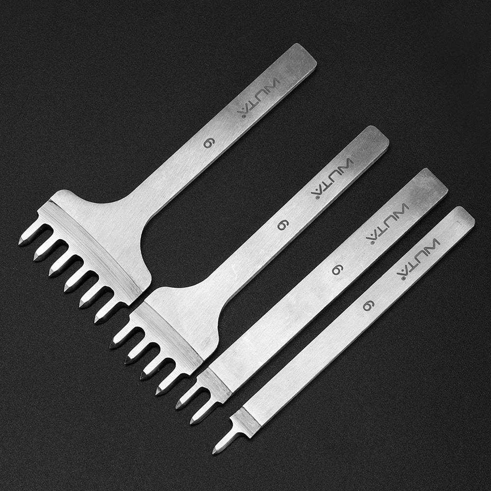 WUTA Leather Chisel Tool – Diamond Pricking Iron with 3/4/5/6mm Hole Punch for Stitching & Leathercraft