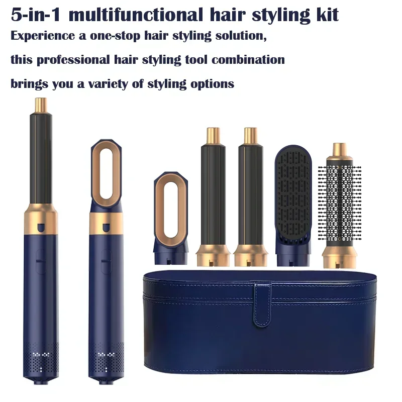 5-in-1 Hair Dryer Comb Set – Professional Hot Air Styler for Curling, Straightening & Volumizing Hair at Home