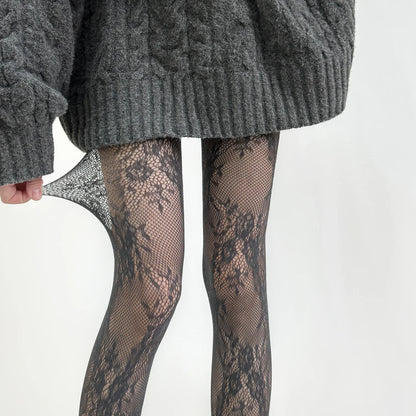Women’s Lace Floral Thigh High Tights - 2025 Sexy Mesh Fishnet Stockings Lingerie Hosiery Pantyhose