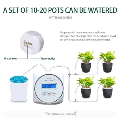 Smart Drip Irrigation Timer System – Automatic Garden Watering Controller Pump Kit for Plants & Home Use