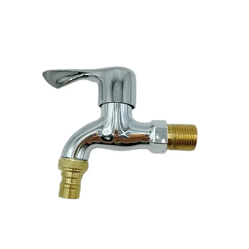 1/2" Wall Mounted Garden Faucet – Male Washer Tap with Quick Connector, Plastic Outdoor Water Hose Valve for Balcony & Garden Use