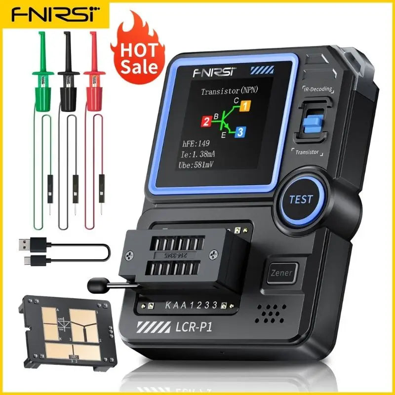 FNIRSI LCR-P1 Transistor Tester – Diode, Triode, Capacitance, Resistance, LCR & ESR Meter for NPN, PNP, MOSFET, IR Testing