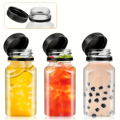 Clear Leak-Proof Juice Bottles - Portable Plastic Drink Containers for Smoothies, Milk, Homemade Beverages & Travel