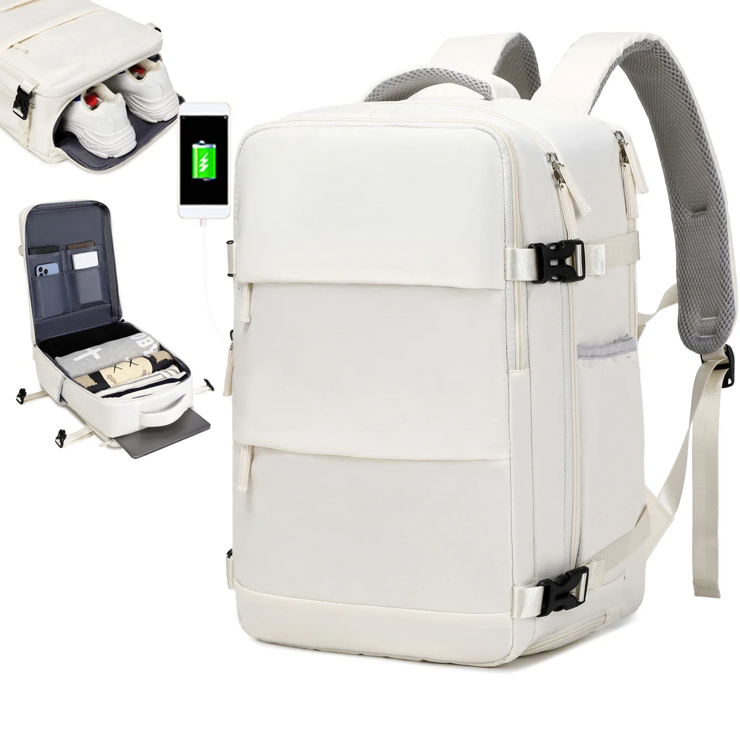 Travel Backpack with 15.6-Inch Laptop Compartment - Waterproof Design and Shoe Storage, Unisex Backpack