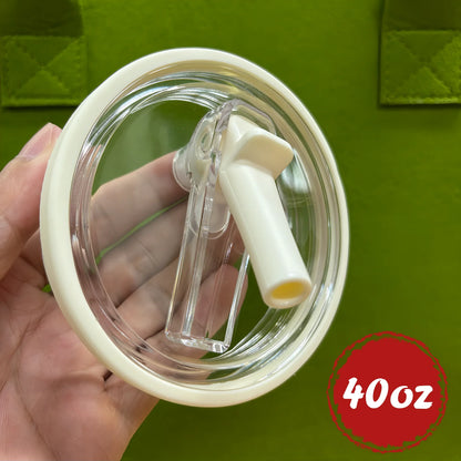 30oz/40oz Tumbler Flip Straw Lid Replacement – Spill-Proof Reusable Cover for Quencher Cups
