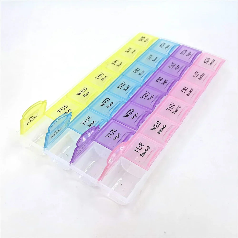 Weekly Pill Organizer Box – 2/3/4 Row Medicine Storage Container with Compartments for 7 Days